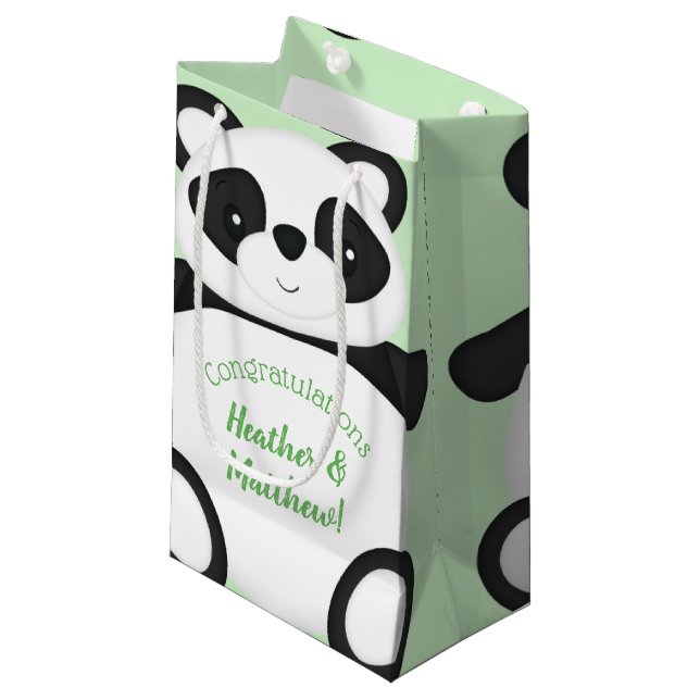 Bolsa De Regalo Pequeña Baby Shower Green Panda Bear (Angulo Anverso)