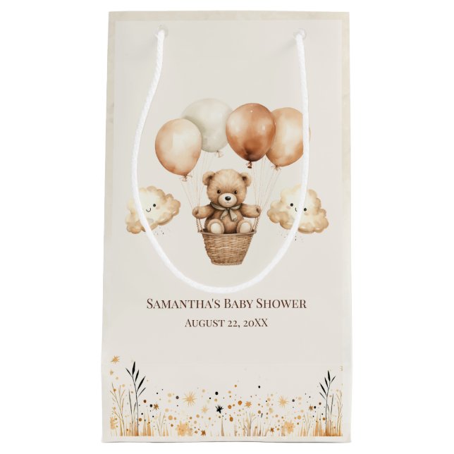 Bolsa De Regalo Pequeña Baby Shower neutro de oso mate (Anverso)