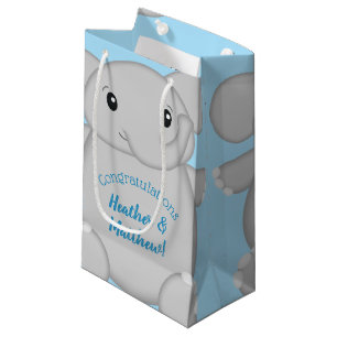 Bolsa De Regalo Pequeña Baby Shower para elefantes azules