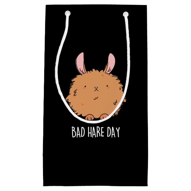 Bolsa De Regalo Pequeña Bad Hare Day Funny Rabbit Pun Dark BG (Anverso)