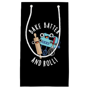 Bolsa De Regalo Pequeña Bake Batter Y Rolling Funny Baking Pun Dark BG
