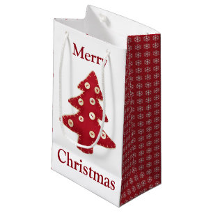 Bolsa De Regalo Pequeña Balbuceos de los árboles de navidad rojos de artes