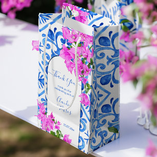 Bolsa De Regalo Pequeña Baldosas azules y buganvillas elegantes gracias