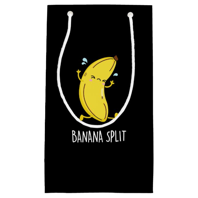 Bolsa De Regalo Pequeña Banana Split Funny Bailando Banana Pun (Oscuro BG) (Anverso)