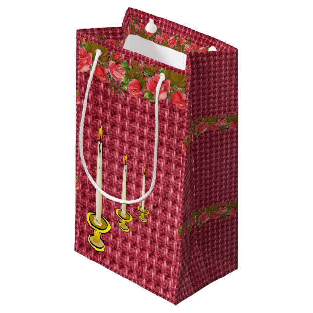 Bolsa De Regalo Pequeña Banda de regalo Velas Florales Rojas (Angulo Anverso)