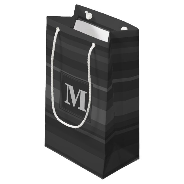 Bolsa De Regalo Pequeña Bandas de carbón vegetal monogramo (Angulo Anverso)