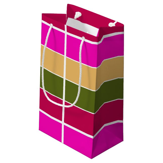 Bolsa De Regalo Pequeña Bandas de flores rosadas calientes (Angulo reverso)