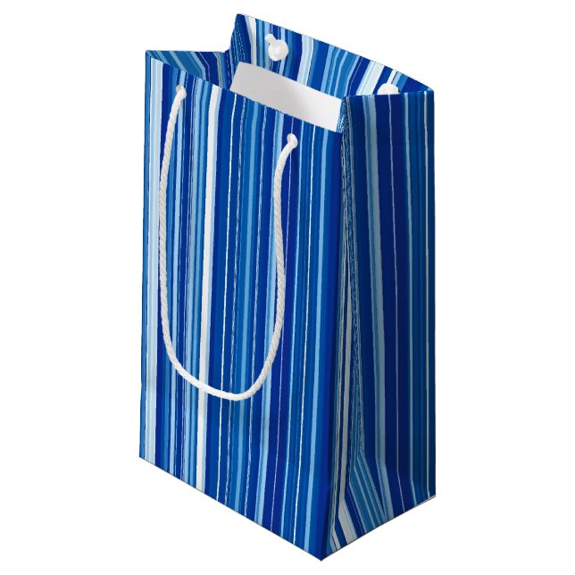 Bolsa De Regalo Pequeña Bandas verticales azules (Angulo Anverso)