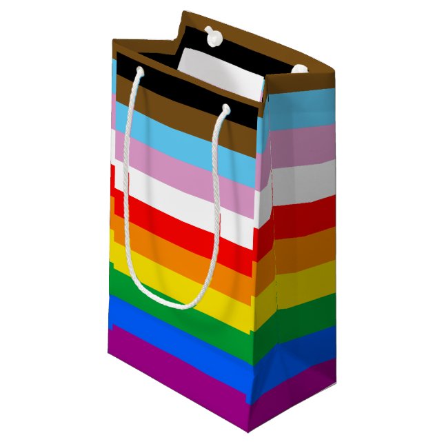 BOLSA DE REGALO PEQUEÑA BANDERA DE ORGULLO INCLUSIVO LGBTQ+ (Angulo Anverso)
