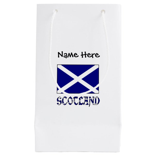 Bolsa De Regalo Pequeña Bandera escocesa y escocesa con tu nombre (Anverso)