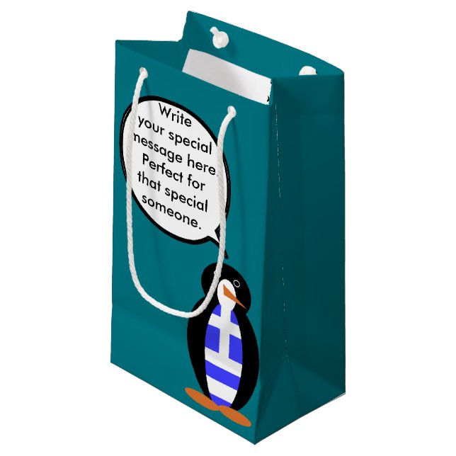 Bolsa De Regalo Pequeña Bandera griega habla de la señora Penguin personal (Angulo Anverso)