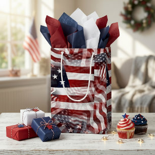 Bolsa De Regalo Pequeña Banderas de EE. UU. Rojo Blanco Azul Rayas Patrón
