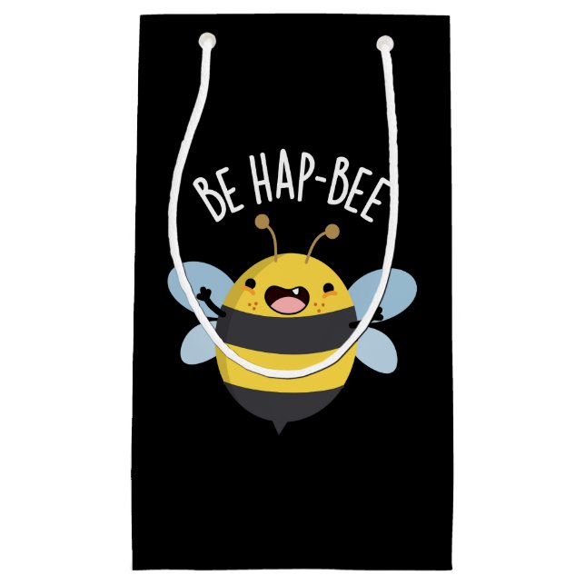 Bolsa De Regalo Pequeña Be Hap-bee Funny Bee Pun Dark BG (Anverso)