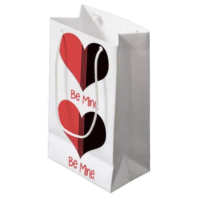 Bolsa De Regalo Pequeña Be Mine Duo-Tone rojo Black White Heart (Angulo Anverso)