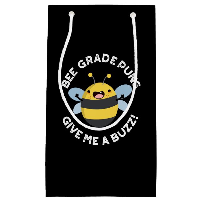 Bolsa De Regalo Pequeña Bee Grade Puns Dame Un Buzz Pun Dark BG (Anverso)