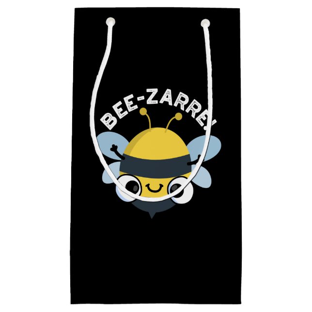 Bolsa De Regalo Pequeña Bee-zarre Funny Bizarre Bee Pun Dark BG (Anverso)