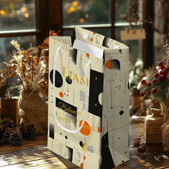 Bolsa De Regalo Pequeña Beige y Black Modern Geometric Balance Art (Subido por el creador)