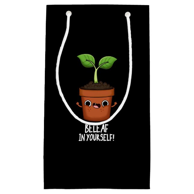 Bolsa De Regalo Pequeña Beleaf En Tu Funny Planta Pun Dark BG (Anverso)