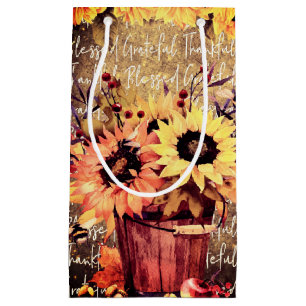 Bolsa De Regalo Pequeña Bendiciones de girasol Gratitud Acción de gracias