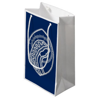 Bolsa De Regalo Pequeña Bendita Virgen María, encaje blanco, azul marino