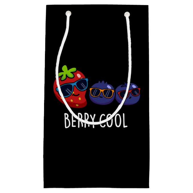 Bolsa De Regalo Pequeña Berry Guay Funny Strawberry Blueberry Pun Dark BG (Anverso)