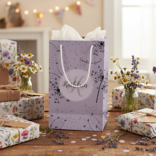 Bolsa De Regalo Pequeña Besos de Diente de León Floral Púrpura Flores Silv
