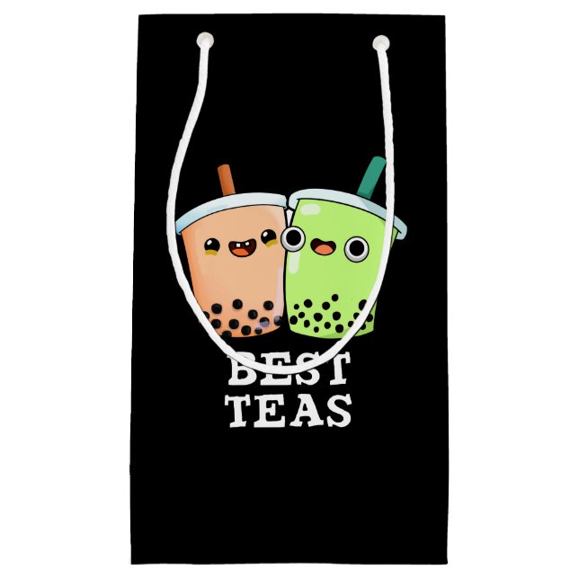 Bolsa De Regalo Pequeña Best Teas Funny Besties Boba Tea Pun Dark BG (Anverso)
