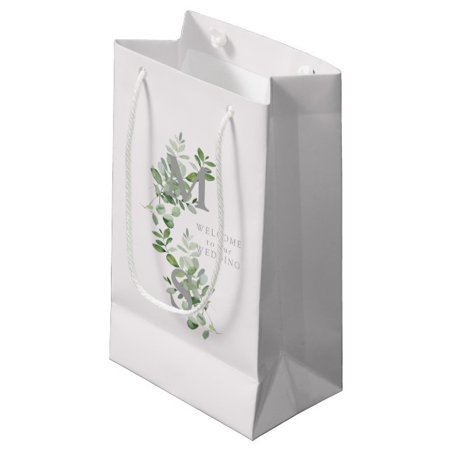 Bolsa De Regalo Pequeña Bienvenida al Boda rosa pálido Eucalyptus (Angulo Anverso)