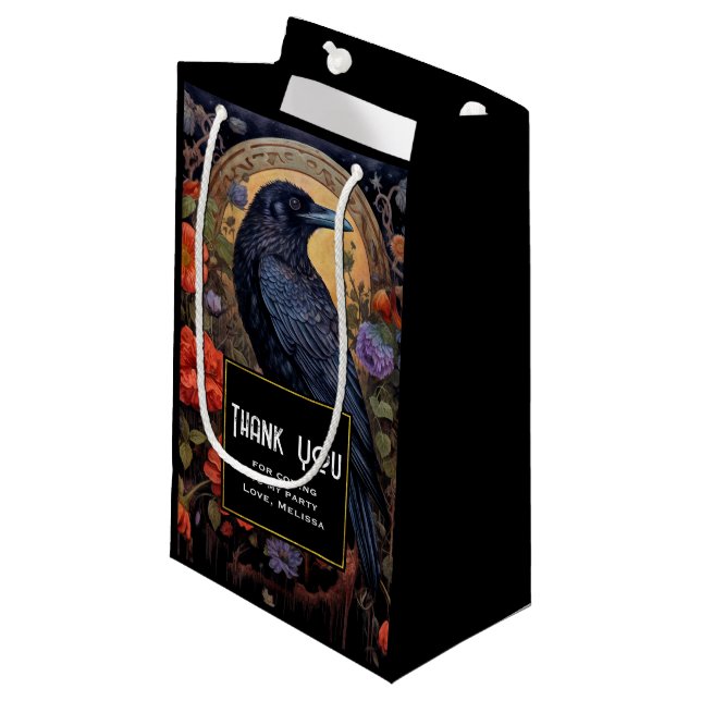 Bolsa De Regalo Pequeña Black Raven Dark Gothic Fiesta Gracias (Angulo Anverso)