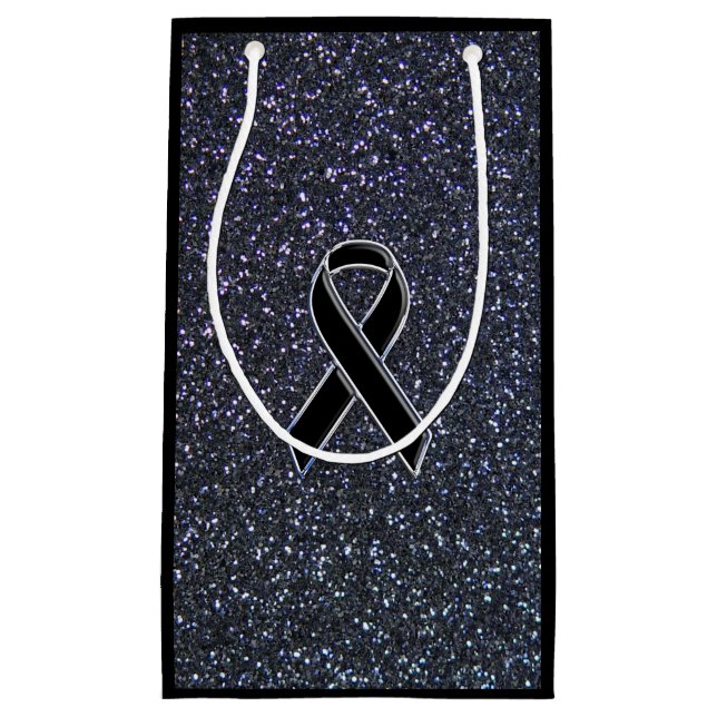 Bolsa De Regalo Pequeña Black Ribbon Awareness Midnight Blue (Anverso)