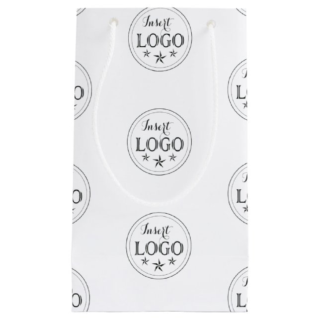 Bolsa de regalo pequeña blanca clásica con logotip (Anverso)