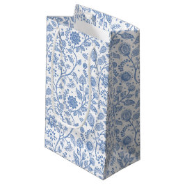 Bolsa De Regalo Pequeña Blanco Azul Floral Patrón Botánico Boho Caprichoso