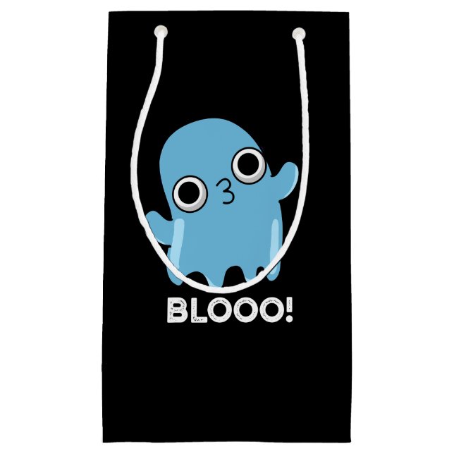 Bolsa De Regalo Pequeña Blooo Funny Blue Ghost Pun Dark BG (Anverso)