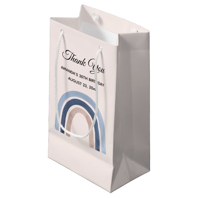 Bolsa De Regalo Pequeña Blue and Peach Rainbow Boho Cumpleaños Gracias (Angulo Anverso)