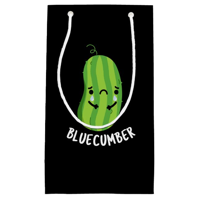 Bolsa De Regalo Pequeña Blue-cumber Funny Sad Veggie Cucumber Pun Dark BG (Anverso)