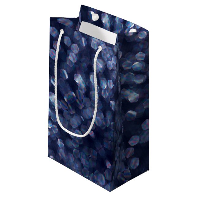 Bolsa De Regalo Pequeña Blue Sparkle Bokeh Lights (Angulo Anverso)