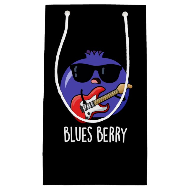 Bolsa De Regalo Pequeña Blues Berry Funny Fruit Pun Dark BG (Anverso)