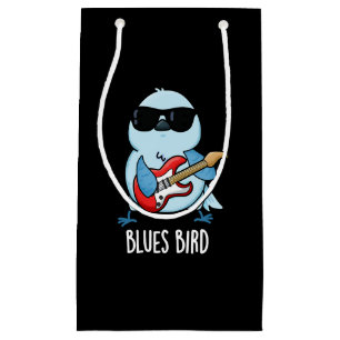 Bolsa De Regalo Pequeña Blues Bird Funny Bluebird Pun Dark BG