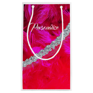 Bolsa De Regalo Pequeña Boa de plumas rojas cubierta con bolso de regalo d