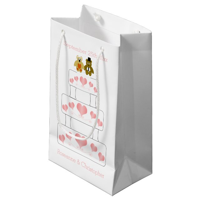 Bolsa De Regalo Pequeña Boda Boda de diseño de tarta (Angulo Anverso)