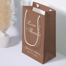 Bolsa De Regalo Pequeña Boda Brown Love and Gracias Simple Calligraphy