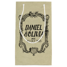 Bolsa De Regalo Pequeña Boda clásico de cosecha negra verde