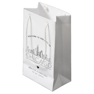 Bolsa De Regalo Pequeña Boda de Chicago   Silueta estilizada