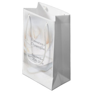Bolsa De Regalo Pequeña Boda de diseño de rosa blanca