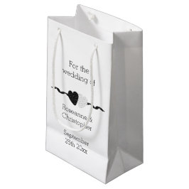 Bolsa De Regalo Pequeña Boda De Diseño Del Corazón Blanco Y Negro