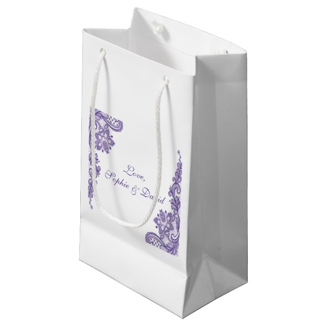 Bolsa De Regalo Pequeña Boda de encaje ultravioleta moderno (Angulo Anverso)