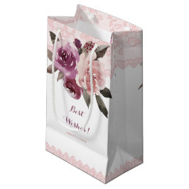 Bolsa De Regalo Pequeña Boda de encaje vintage floral de acuarela rústica