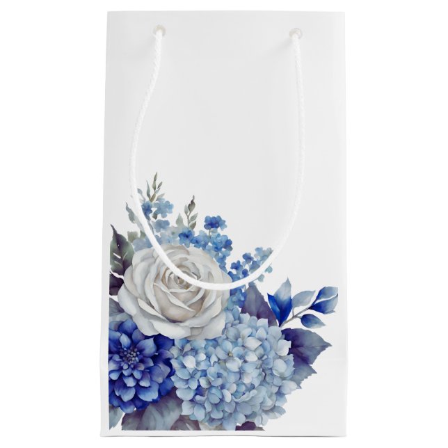 Bolsa De Regalo Pequeña Boda de flores azul acuarela - (Anverso)