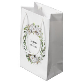 Bolsa De Regalo Pequeña Boda de Flores de acuarela blanca y dorada