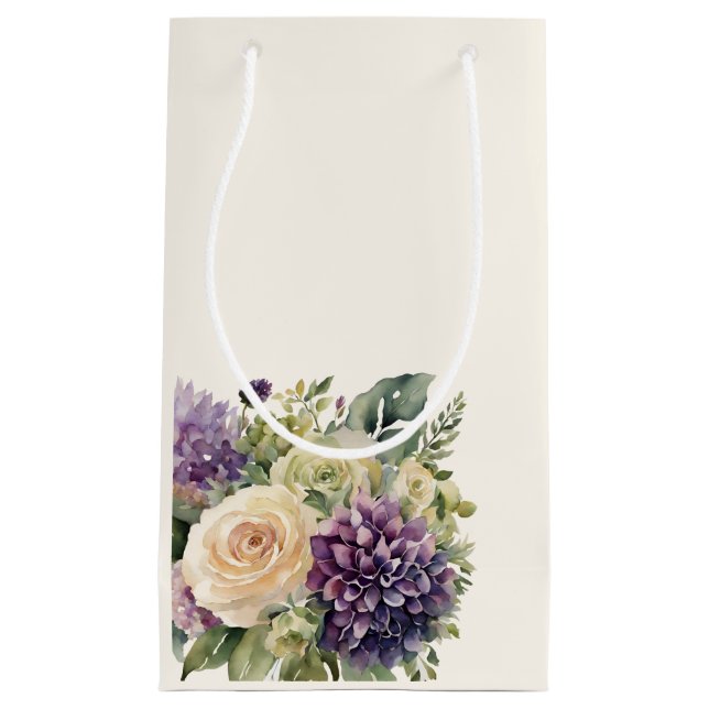 Bolsa De Regalo Pequeña Boda de flores púrpura acuarela - (Anverso)